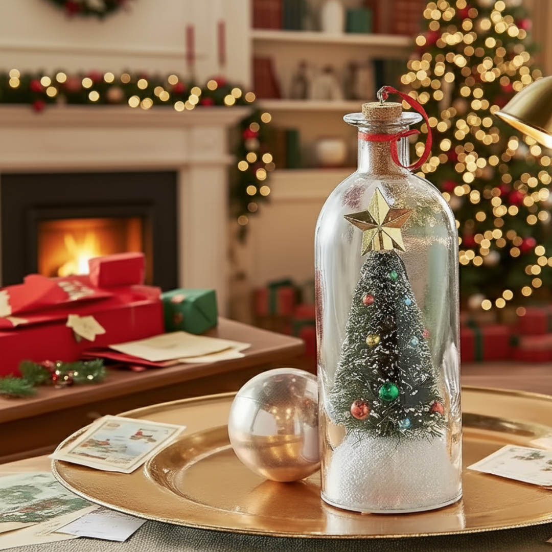 Botella Navideña con Mensaje de Voz Grabable