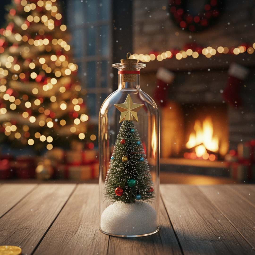 Botella Navideña con Mensaje de Voz Grabable