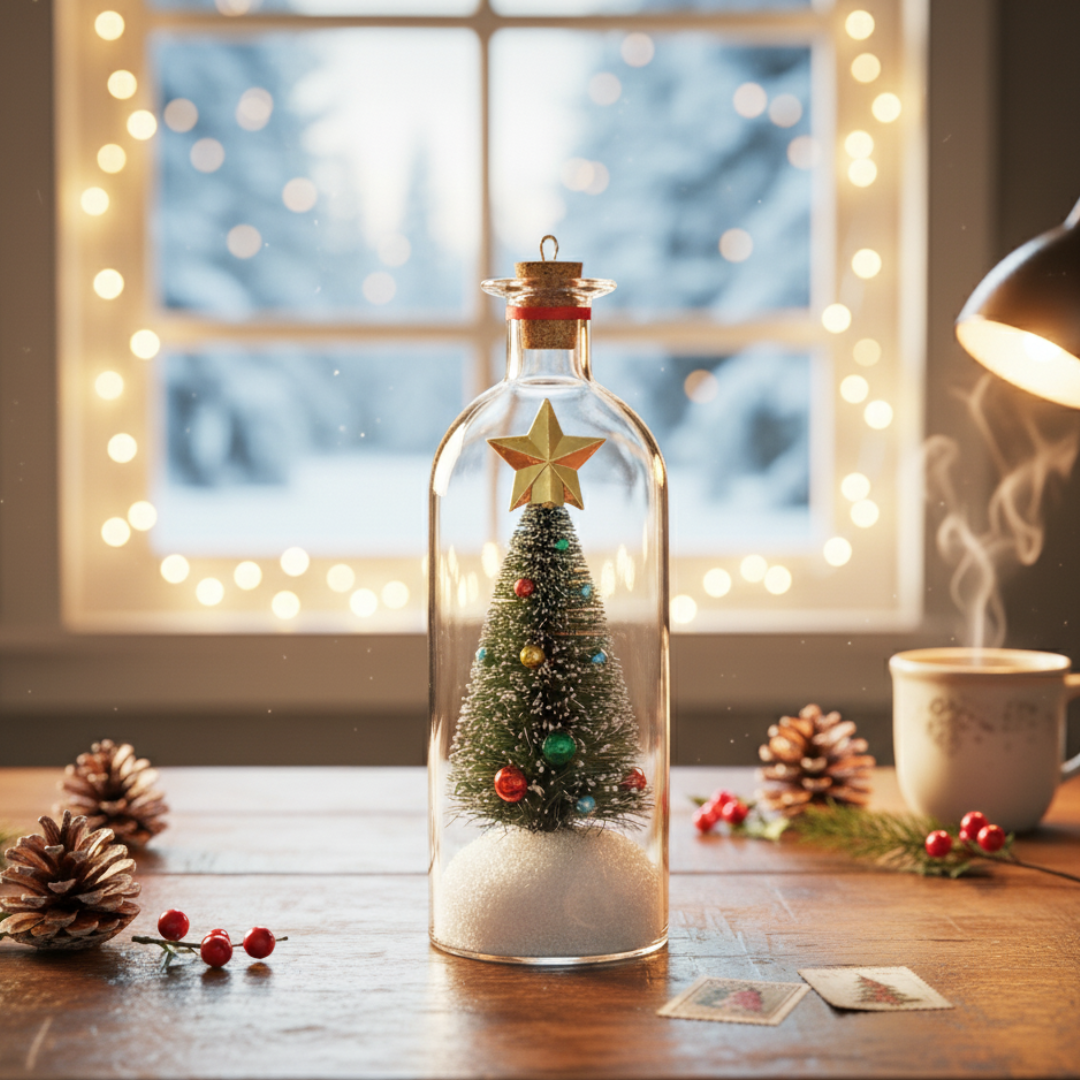 Botella Navideña con Mensaje de Voz Grabable