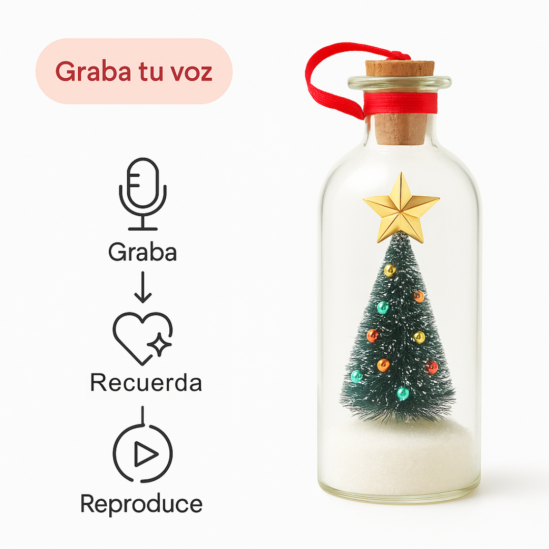 Botella Navideña con Mensaje de Voz Grabable