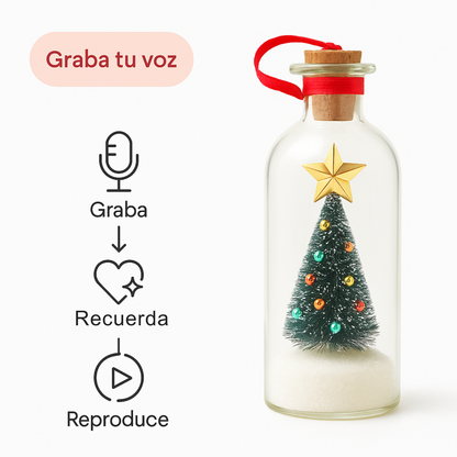 Botella Navideña con Mensaje de Voz Grabable